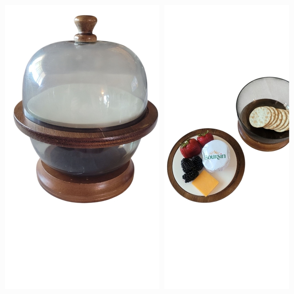 Vintage Cheese Dome with Wooden Base